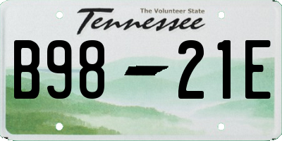 TN license plate B9821E