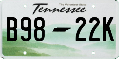 TN license plate B9822K