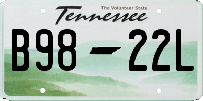 TN license plate B9822L