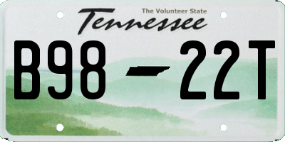 TN license plate B9822T