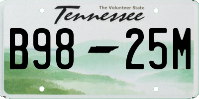 TN license plate B9825M