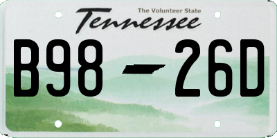 TN license plate B9826D