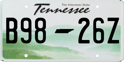 TN license plate B9826Z