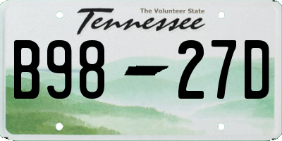 TN license plate B9827D