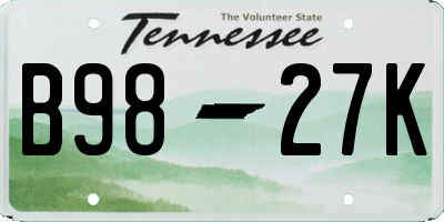 TN license plate B9827K