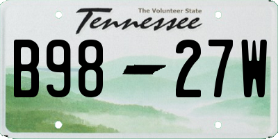 TN license plate B9827W