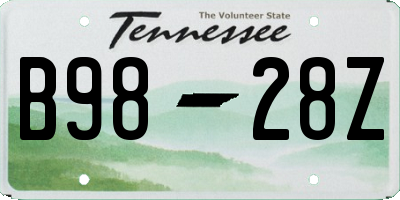 TN license plate B9828Z