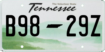 TN license plate B9829Z