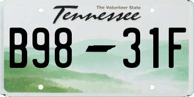 TN license plate B9831F