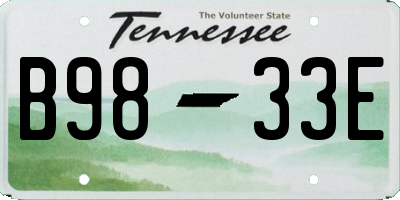 TN license plate B9833E
