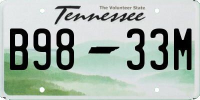 TN license plate B9833M