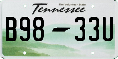 TN license plate B9833U
