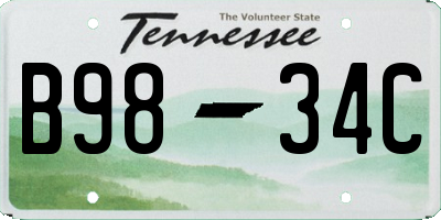 TN license plate B9834C