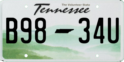 TN license plate B9834U