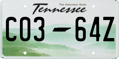 TN license plate C0364Z