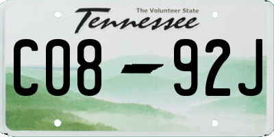 TN license plate C0892J
