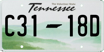 TN license plate C3118D