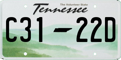 TN license plate C3122D