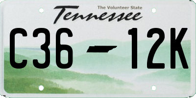 TN license plate C3612K