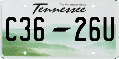 TN license plate C3626U
