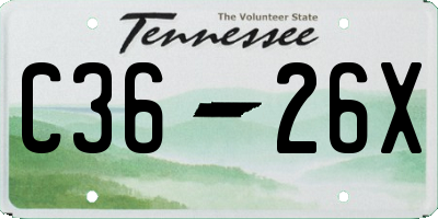TN license plate C3626X