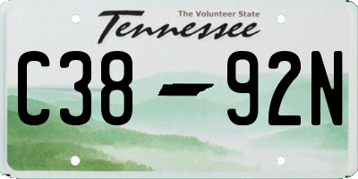 TN license plate C3892N