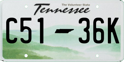 TN license plate C5136K
