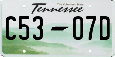 TN license plate C5307D