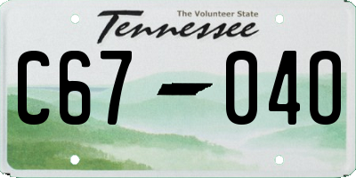 TN license plate C6704O