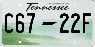 TN license plate C6722F