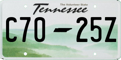 TN license plate C7025Z