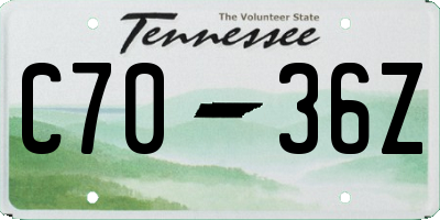 TN license plate C7036Z