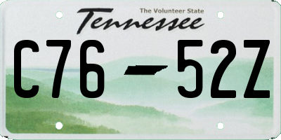 TN license plate C7652Z