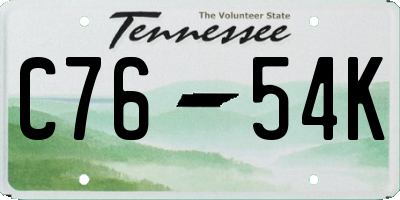 TN license plate C7654K