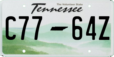 TN license plate C7764Z