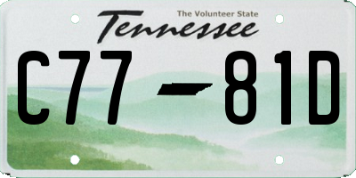 TN license plate C7781D