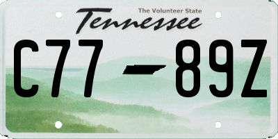 TN license plate C7789Z