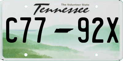 TN license plate C7792X