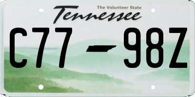 TN license plate C7798Z