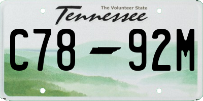 TN license plate C7892M