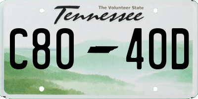 TN license plate C8040D