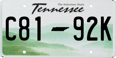 TN license plate C8192K