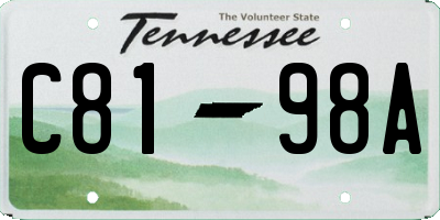 TN license plate C8198A
