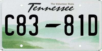 TN license plate C8381D
