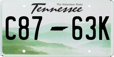 TN license plate C8763K