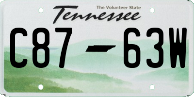 TN license plate C8763W