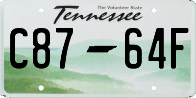 TN license plate C8764F
