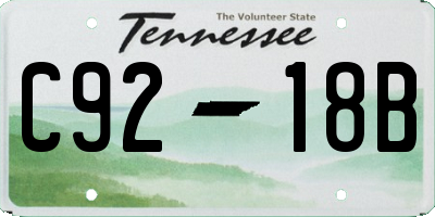 TN license plate C9218B