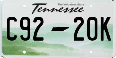 TN license plate C9220K