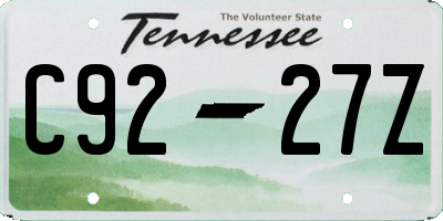 TN license plate C9227Z